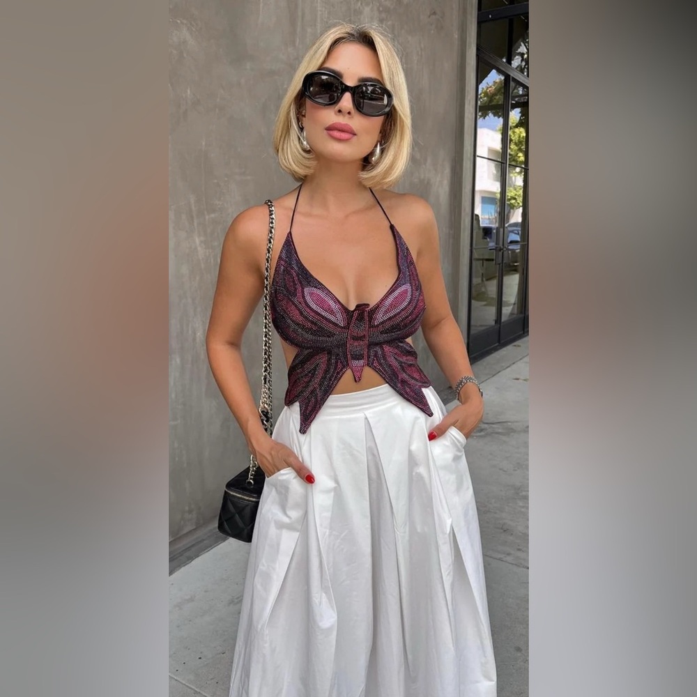 JESSICA BARA MONET RHINESTONE BUTTERFLY TOP.